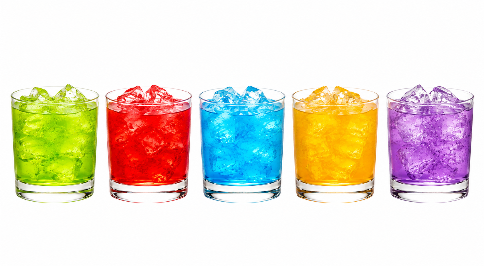 The SUN ICE lineup of cocktails over ice